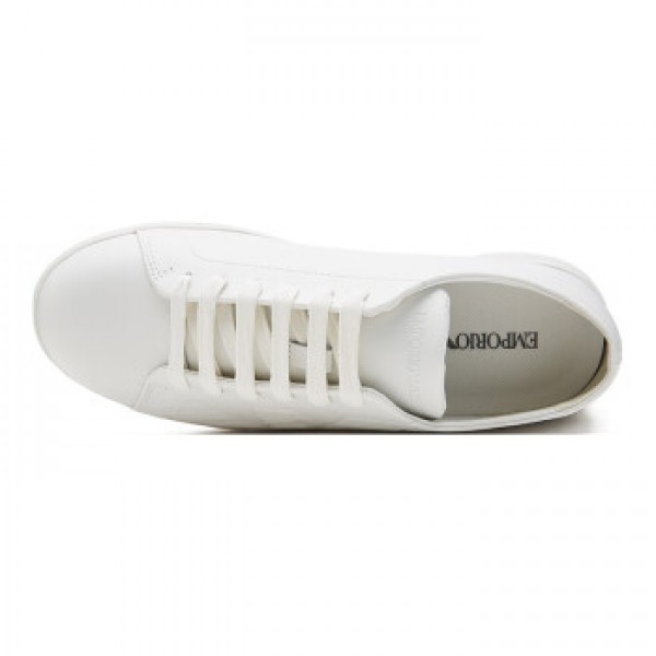EMPORIO ARMANI 阿玛尼 男士徽标压纹牛皮休闲鞋 白色X4X238 XF332 00152