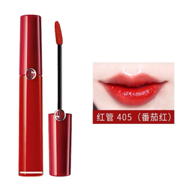 阿玛尼（ARMANI）405号口红烂番茄红唇釉化妆品套装 红管唇釉3件套套装